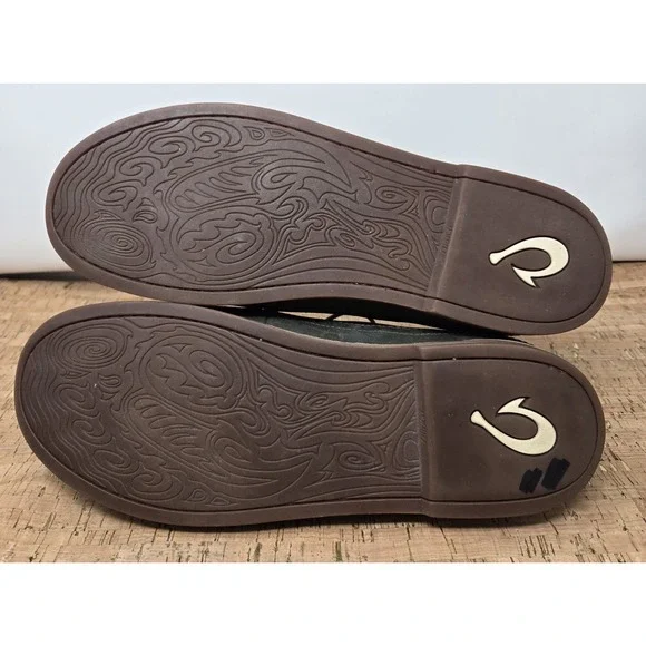 Olukai Shoes Mens 10.5 Honolulu Lace Green Leather Distressed Casual 10200-9913 - Picture 10 of 11